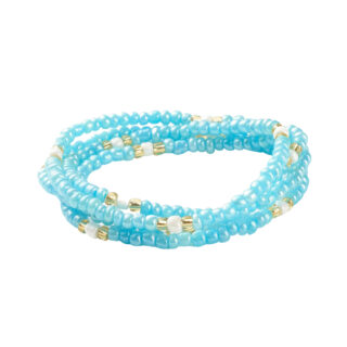 Blauwe armband kralen rocailles glas setje