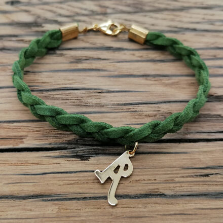 Bedelarmbandje gevlochten goud groen