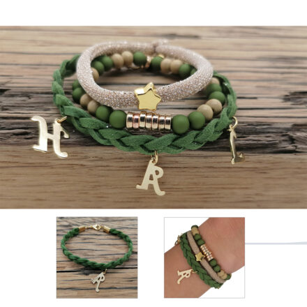 DIY armbanden set letter bedels goud groen