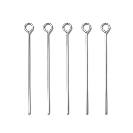 RVS kettelstiften 30mm zilver eye pin