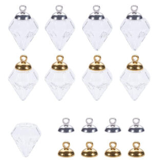 Diamant glazen hanger goudkleurig zilver transparant glas