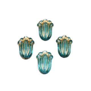 Tulp bloem kraal turquoise golden acryl