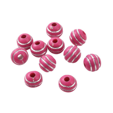 Acryl kraal roze zilver rond 8mm