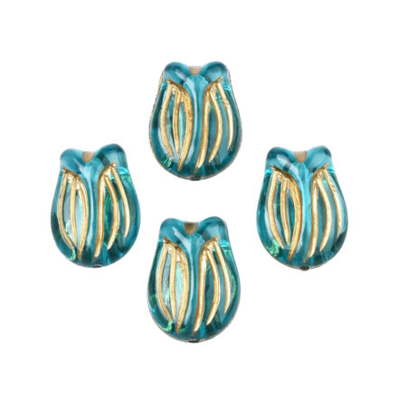 Bloemen tulp kraal acryl turquoise gold