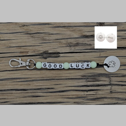 Sleutelhanger succes goodluck mint groen klavertje 4