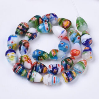 Millifiori glaskralen druppel mix lampwork