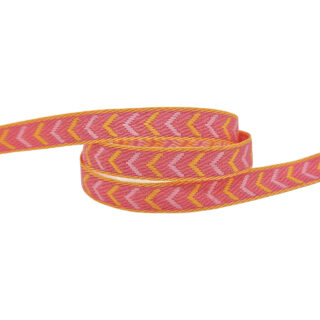 Pijlen lint roze geel oranje 10mm breed