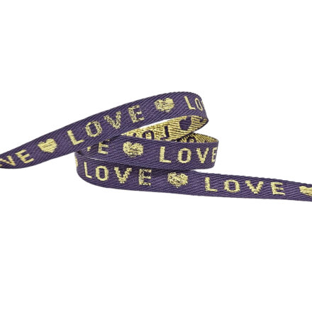 Purple gold lint heart love met tekst