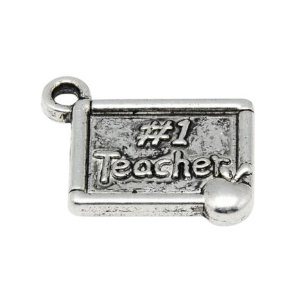 Zilver bedeltje # 1 teacher school bedel juf