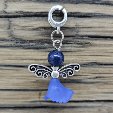 Geluksengeltjes blauw zilver vleugeltjes hanger