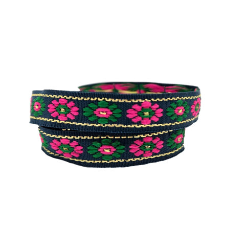 Groen roze lint met bloemen 10mm breed armbandjes maken