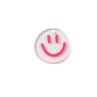 Plat ronde smiley emotji bedel roze transparant