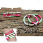 Armbandjes roze groen good vibes elastisch Ibiza lint