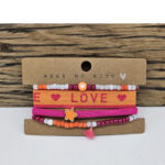 DIY elastisch Ibiza lint love oranje roze rocailles armbandjes zelf maken