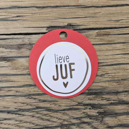 Cadeau labels lieve juf rood