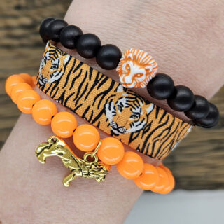 elastische kralen armbandjes leeuw goud zwart oranje zelf maken