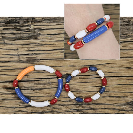 DIY tube armbanden zelf maken rood wit blauw elastiek