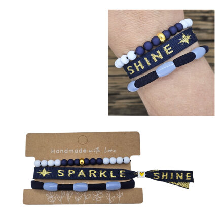 DIY armbanden met tekst maken sparkle shine blauw goud