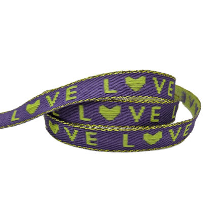 Lavendel paars lime groen lint met tekst love hartjes