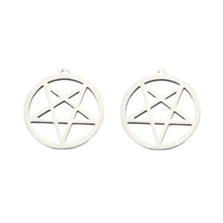 Pentagram ster bedel rond RVS zilveren hanger