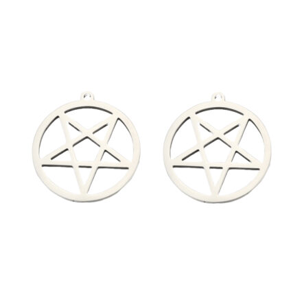 Pentagram ster bedel rond RVS zilveren hanger