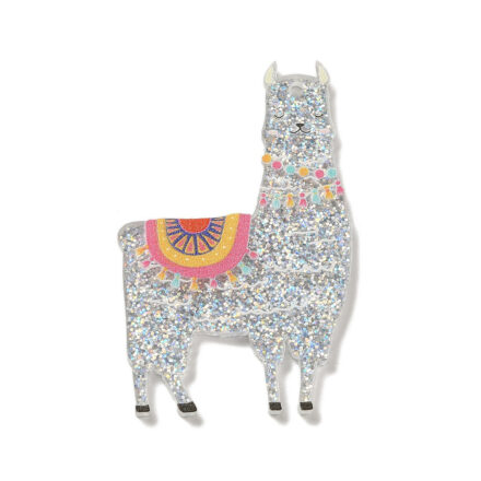 Grote alpaca hanger zilver glitter bedel