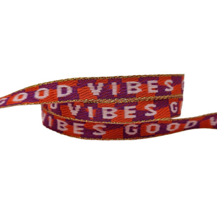 lint armbandjes tekst good vibes oranje paars goud