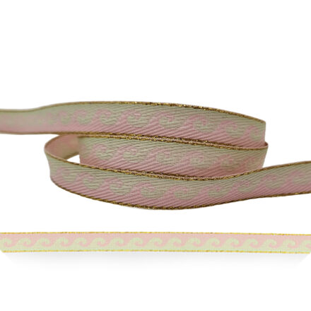 Lint golven pastel groen roze goud 10mm 1 meter