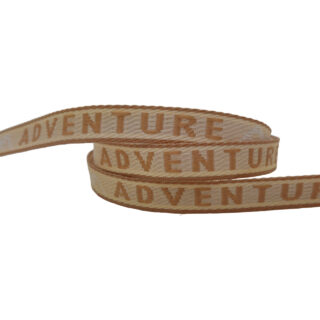 Armbanden lint met tekst adventure bruin