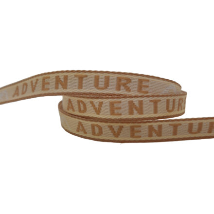 Armbanden lint met tekst adventure bruin