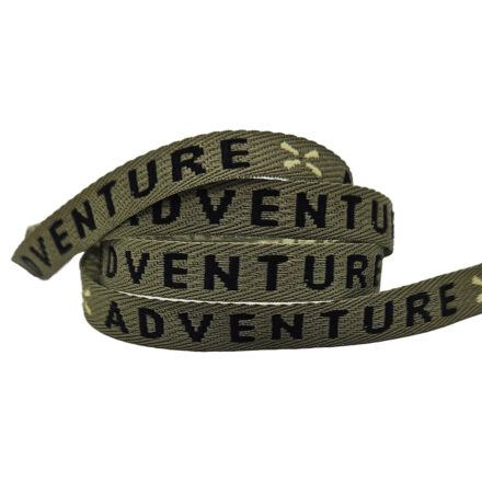 Armbanden lint adventure tekst leger groen