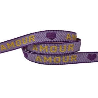 Amour armbanden lint paars geel met hartje 10mm