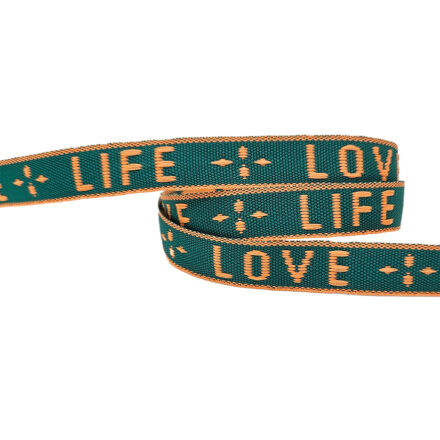 Love life armband tekst lint neon groen oranje