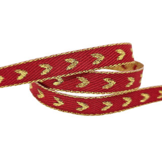 Armbanden lint goud rood met hartjes