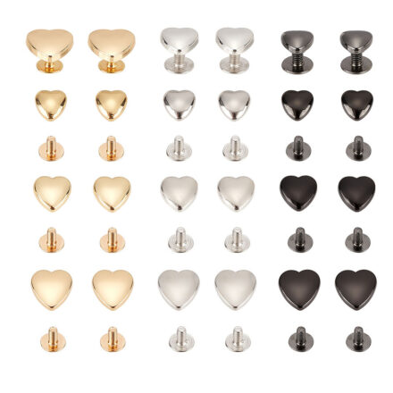 Rivets met schroefdraad hartjes gouden gunmetal en zilverkleurig