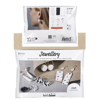 Oorbellen maken polymeerklei set zwart wit