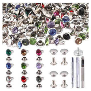 Rivets met strass steentjes zilver + tool