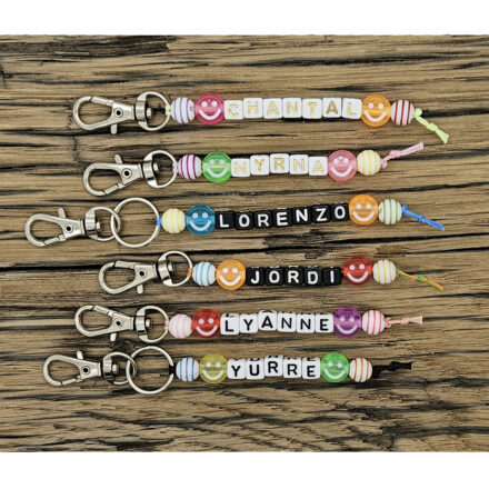 Naam sleutelhanger kralen smiley