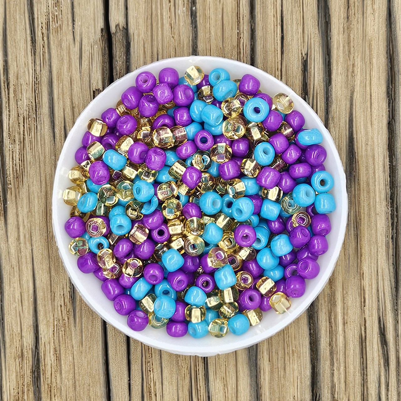 Sparkling purple blue rocailles mix  4mm 10 gram