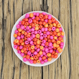 4mm rocaille mix kralen oranje rood roze