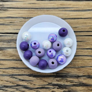 Paarse kralen mix 10mm 16x