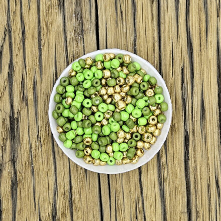 Golden green rocaille mix 4mm 10 gram +/- 130x