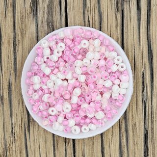 Roze witte rocaille kralen mix 4mm 10 gram