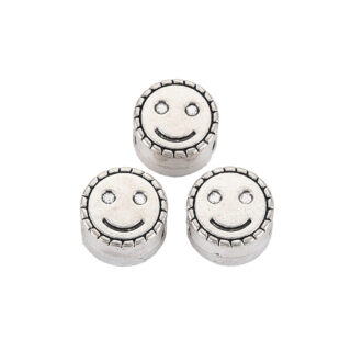 Metalen zilveren smile emoji kralen groot gat