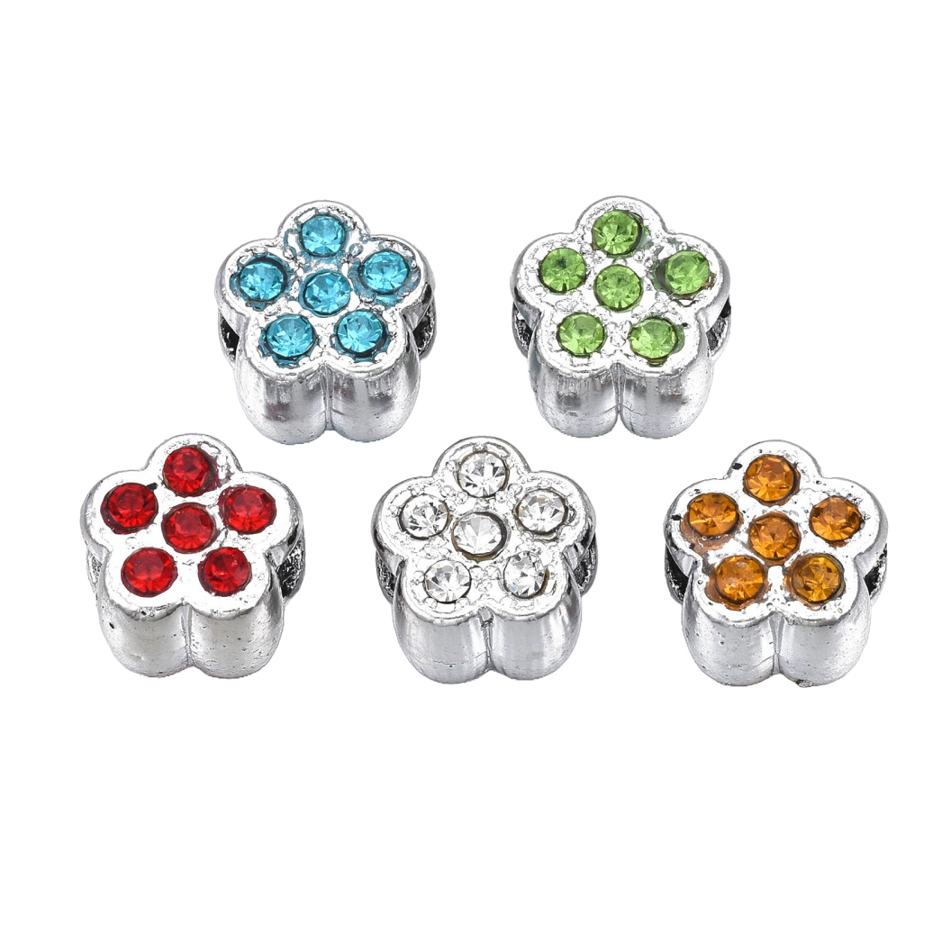 Strass bloemetjes kralen zilver gekleurd 4x