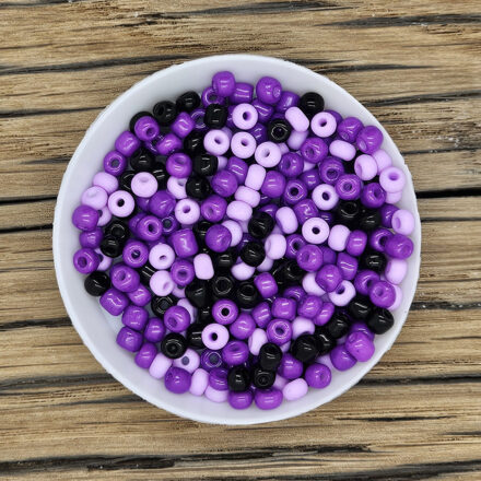 True black purple 4mm rocaille kralen mix 10 gram