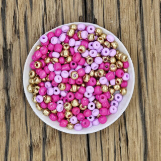 Gouden roze lila rocailles glaskralen 4mm