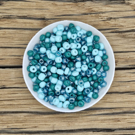 Ocean green rocaille kralen mix groen mint 4mm