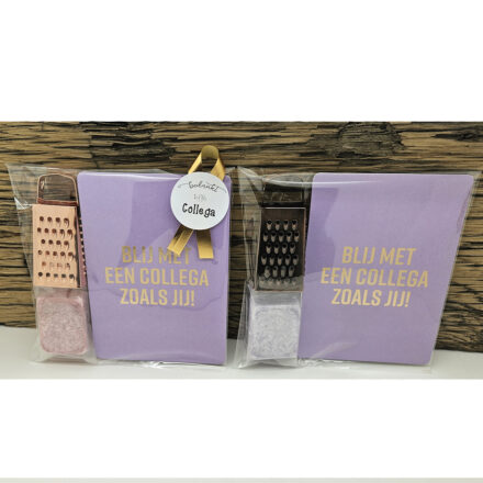 Blij met een collega zoals jij amberblokje & mini rasp cadeautje