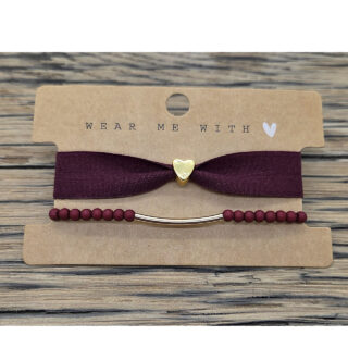 Trendy armbanden set burgundy rood met goud